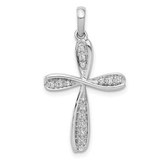 Diamond2Deal 14k White Gold 1/15 carat Diamond Cross Pendant