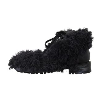 Dolce & Gabbana Shearling Lace-Up Ankle Boots
