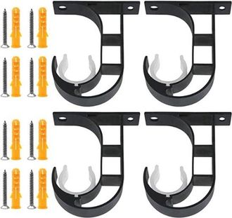 No Brand Soportes Para Barras De Cortina - Barras Para Cortinas - Para Colgar Cortinas - Aluminio Reforzado - Juego De 4 - Negro