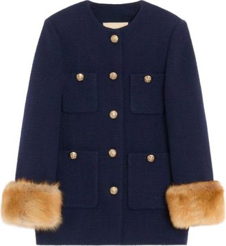 Valentino Garavani Caban in tweed - Dames - Mantel - Blauw - S - Tweed - Jassen