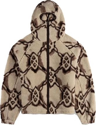 Daily Paper Clothing Zip-throughs, male, Beige, Size: M Burned Shield Sherpa Jacket