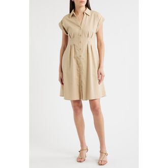 Julia Jordan Short Sleeve Shirtdress in Khaki at Nordstrom Rack, Size 10