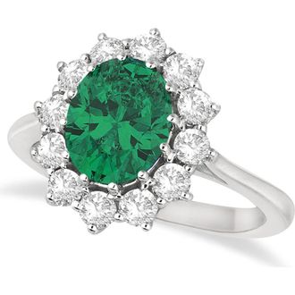 Allurez Oval Lab Emerald and Diamond Ring 14k in 3.60Ct/white Gold at Nordstrom, Size 8.5