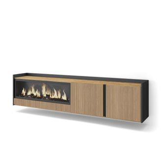 Skraut Home Skraut Home - Mueble Tv, Televisi&oacute;n, Muebles De Sal&oacute;n, Almacenaje, 212x35x50cm, Para Tv Hasta 80, Chimenea El&eacute;ctrica Xxl, Colgado, Suspendido, Estilo 