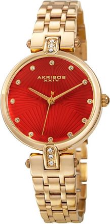 Akribos XXIV Red Dial Gold-tone Ladies Watch AK1085RD