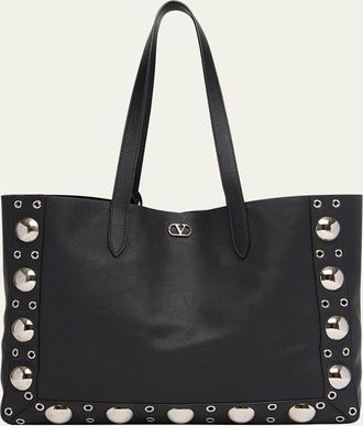 Valentino Garavani Mens Nellcote Large Studded Leather Tote Bag