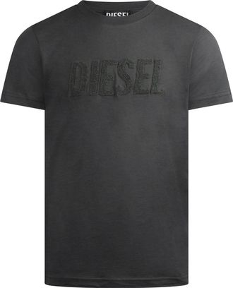 Diesel Heren T-shirt T Diegor met groot logo (Grijs)