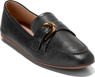 Cole Haan Grand Ambition Alette Buckle Loafer in Black Tumbled Leather at Nordstrom, Size 5