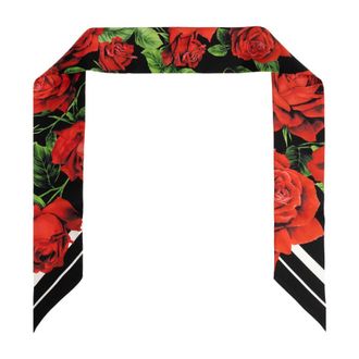 Dolce & Gabbana Accessoires, Dames, Rood, ONE Size, Zijden sjaal met bloemenmotief