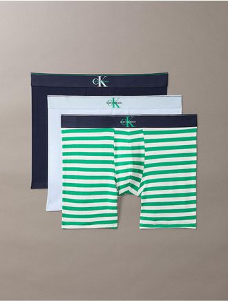 Calvin Klein Mens Graphic Monogram Cotton Stretch 3-Pack Boxer Brief - Multi - S