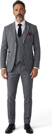 TruClothing Grijze driedelige tweedpak met visgraatmotief voor heren - IM4