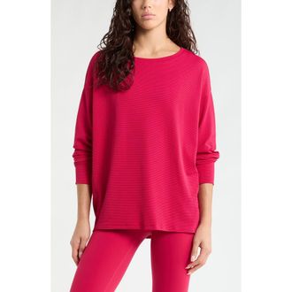 Zella Textured Equilibrium Long Sleeve T-Shirt in Red Cerise at Nordstrom, Size Medium