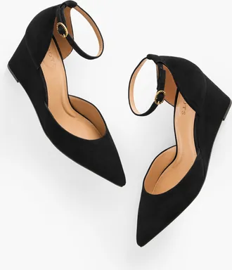 Talbots Emma Suede Wedge Pumps - Black - 7 1/2 M Talbots