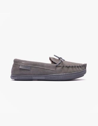 Hush Puppies Mens Hush Puppies ACE Mens Suede Slippers Grey - Size: 10