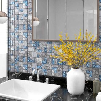 vidaXL Vidaxl - Azulejos De Mosaico 22 Unidades Vidrio Gris Y Azul 30x30 Cm