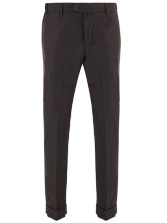 Jacob Cohen Dark Brown Tailored Cuffed Stretch Wool Formal Pants