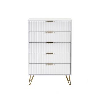 Julian Bowen Murano Chest Of Drawers With 5 Drawers 1.2m - Matt White - Julian Bowen | TJ Hughes