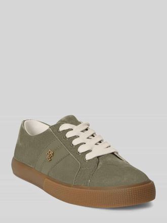 Lauren Ralph Lauren Sneaker aus echtem Veloursleder mit Logo-Detail in Khaki, Gr&ouml;&szlig;e 37,5