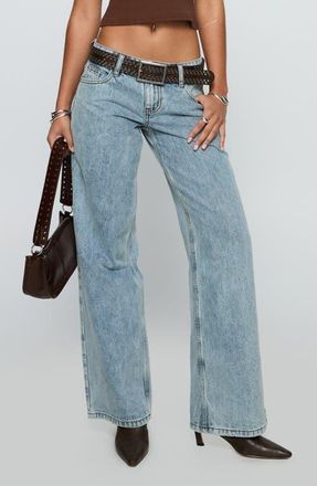 Princess Polly Ellanor Slouchy Low Rise Wide Leg Jeans in Blue at Nordstrom, Size 10