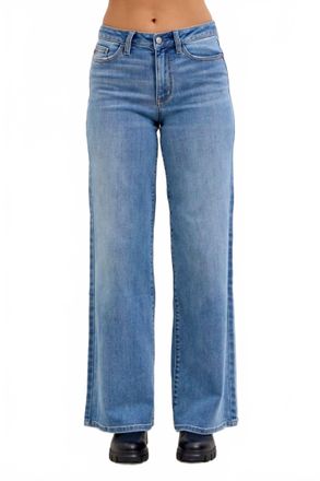 Judy Blue Mid-Rise Retro Wide Leg Jeans In Medium Blue