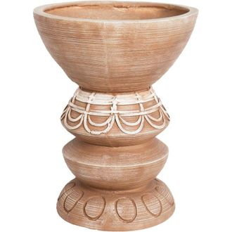 Beliani Beliani - Maceta De Magnesio Boho Macetero Interior Exterior Marr&oacute;n Claro Disporum