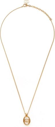 Dior logo pendant necklace - women - Gold Plated - One Size