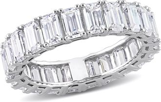 Mimi & Max 6 3/5ct DEW Emerald Cut Created Moissanite Eternity Ring 14k White Gold