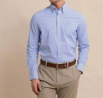 Southern Tide Charleston Granby Stripe Sportshirt In Cobalt Blue