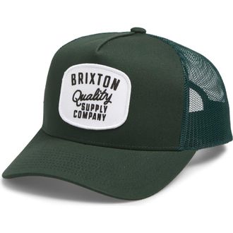 Brixton Hubal Netplus Embroidered Logo Patch Snapback Trucker Hat in Primal Green/Primal Green at Nordstrom