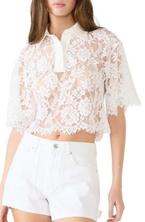 Steve Madden Monette Floral Lace Layering Top in Antique at Nordstrom, Size Large