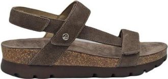 Panama Jack Dames Wedge Stone Grey Su&egrave;de Leren Sandalen - Selma B18