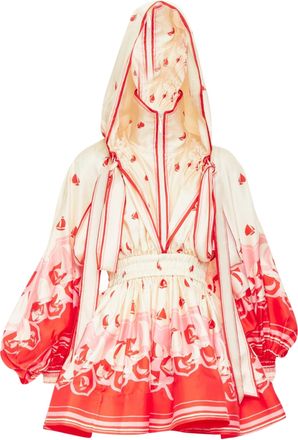Zimmermann 2023 High Tide Silk Printed Hooded Dress