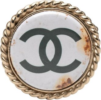 Chanel Pre-owned Jewellery, female, White, Size: ONE SIZE Pre-owned Vintage CC Logo Brooch