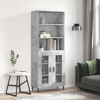 vidaXL Aparador Alto Madera Contrachapada Gris Hormig&oacute;n 69,5x34x180 Cm Vidaxl