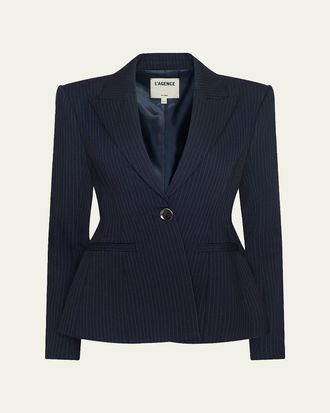 L'agence Therese Single-Breasted Pinstripe Blazer