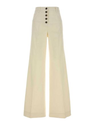 Etro Cream Stretch Cotton Denim Flare Jeans