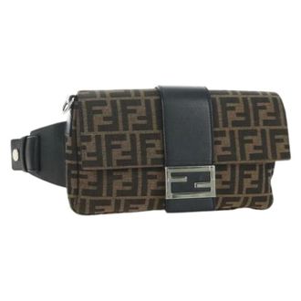 Fendi Pre-owned Belt Bags, female, Brown, Size: ONE SIZE Pre-owned Vintage Zucca Canvas Shoulder Bag