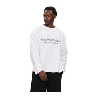 New Amsterdam Surf Association Worked Logo Longsleeve - Heren - Tops - Wit - Maat: L Katoen