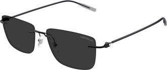 Montblanc Rechthoekige Zonnebril - Heren - Zonnebrillen - Zwart - ONE Size - Nylon - Accessoires