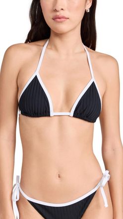 Solid & Striped Womens Iris Triangle Bikini Top In Black/white