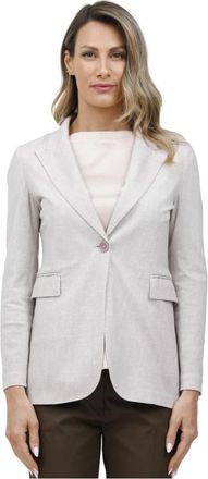 Circolo 1901 Canvas Effect Piqu&eacute; Single-Breasted Jas - Dames - Blazers - Grijs - M - Jassen