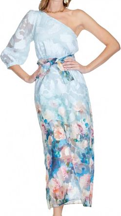 Jade Yoga One Shoulder Dress In Painted Garden