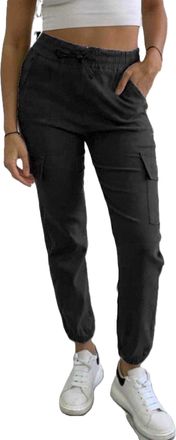 Generic Want Clothing New Womens Cargo Button Pocket Leg Casual Stretch Fit Combat Trousers Cargos Pants Elasticated Cuff Bottoms (UK, Alpha, L, XL, Regular, 