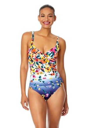 Anne Cole Womens Gradient Floral Underwire Surplice One Piece Swimsuit at Nordstrom, Size 16