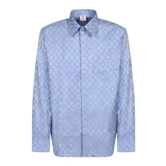 Casablanca Casual Shirts, male, Blue, Size: M Monogram Shirt