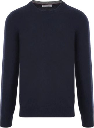 Brunello Cucinelli Cashmere Truien - Heren - Cashmere truien - Blauw - 2XL - Truien & Vesten