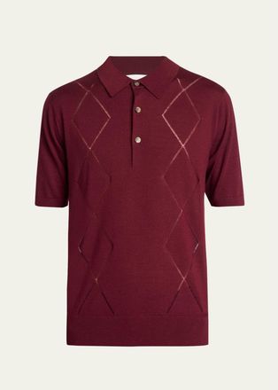 Dries Van Noten Mens Cotton Argyle Wool Polo