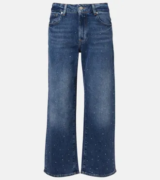 7 For All Mankind Stovepipe embellished straight jeans