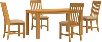 vidaXL Conjunto De Comedor 5 Uds. Beige Madera De Roble S&oacute;lido Vidaxl