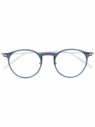 Montblanc round-frame clear glasses - men - Acetate/Metal - 48 - Blue